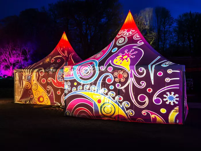 Colourful pagoda tents
