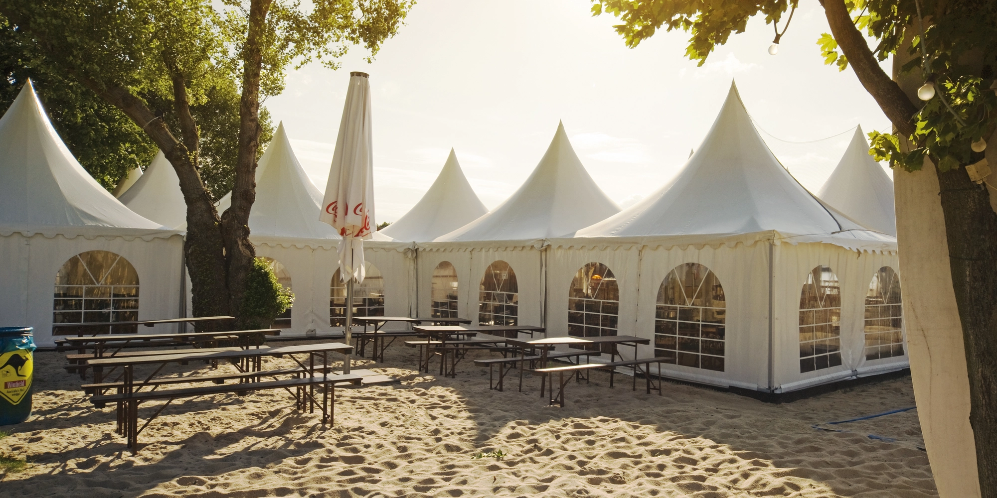 Pagoda tents in combination