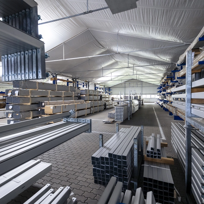 Large warehouse with tent material