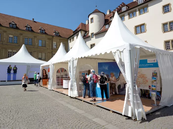 Pagoda tents as an information stand